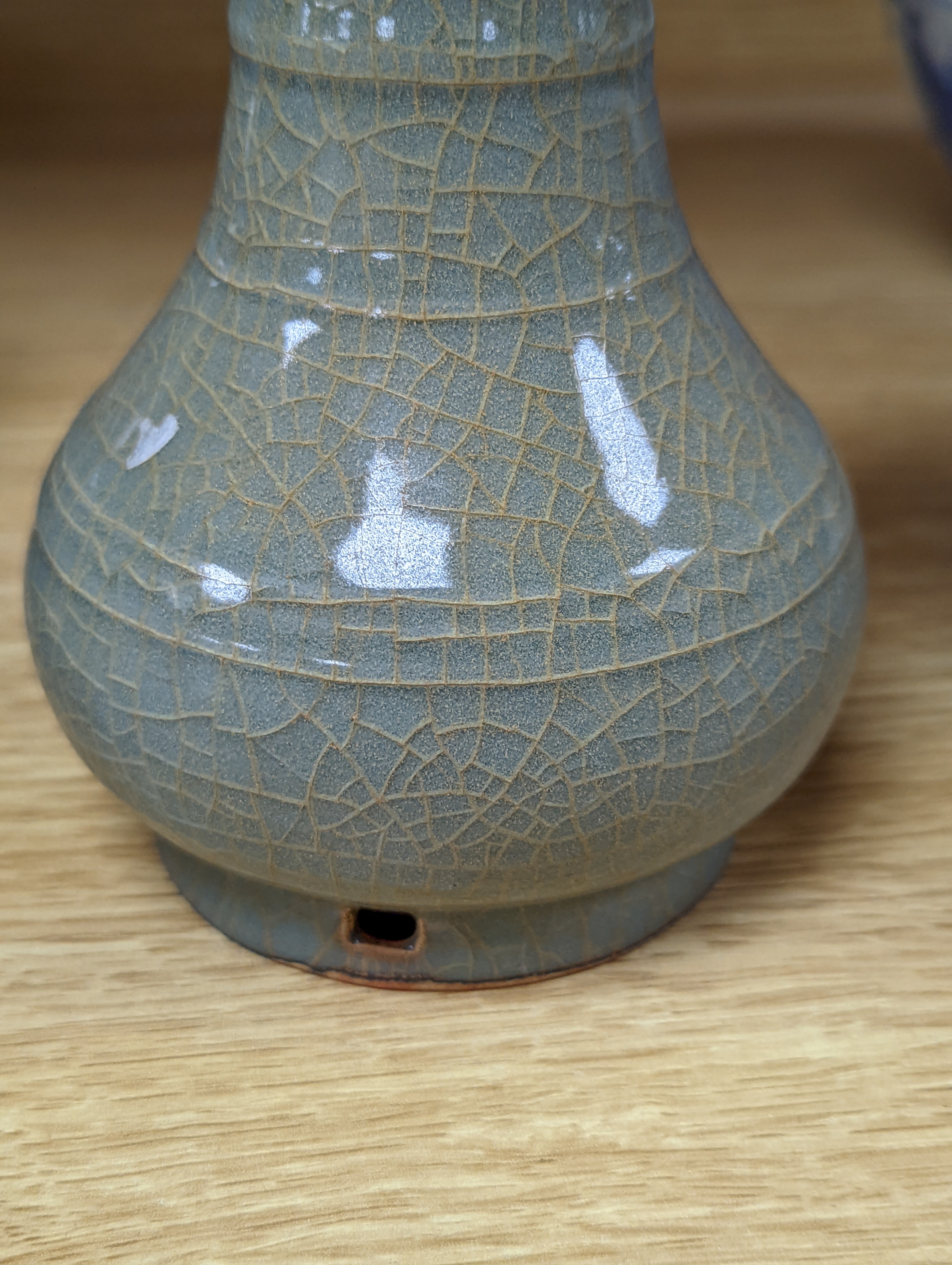 A Chinese celadon bottle vase 15.5cm